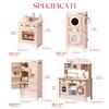 Robotime Robud Kids Corner Kitchen Playset Wooden Play Kitchen Set With Realistic Sound Pretend Play Gift For Boys Girls Pink