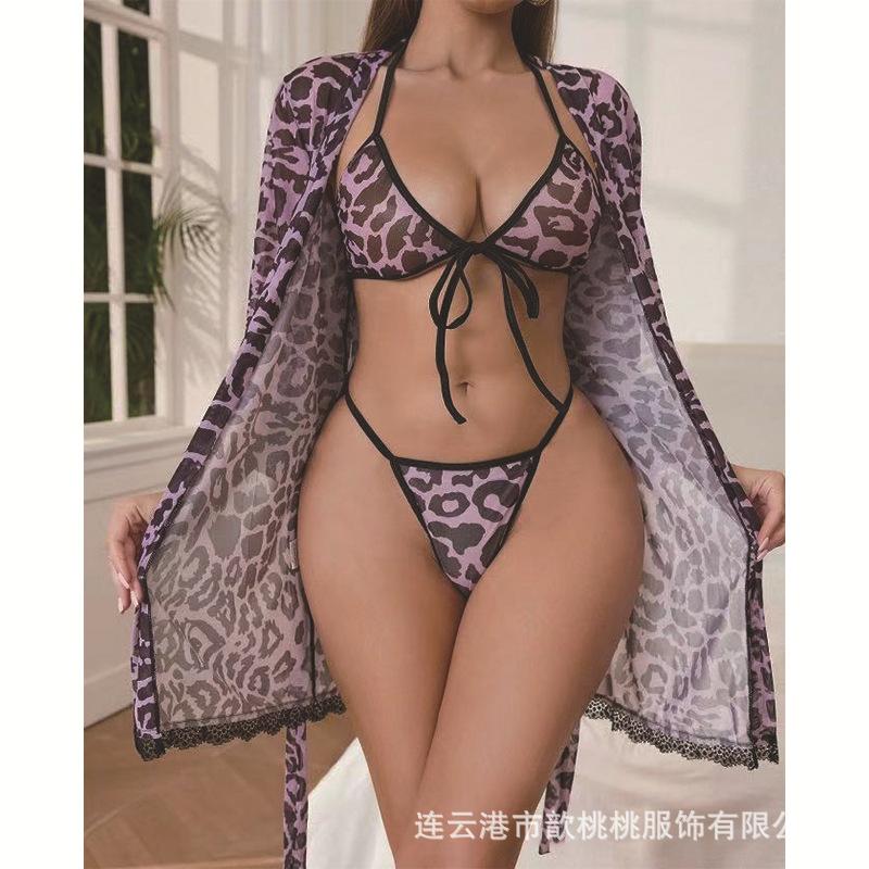 European and American large size sexy leopard print cow swimsuit sexy underwear new bikini set