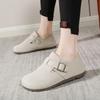 Women's Suede Flat Mules, Casual Buckle Strap Closed Toe Loafers, Retro Minimalist Slip-on Shoes for Spring Autumn Daily Wear