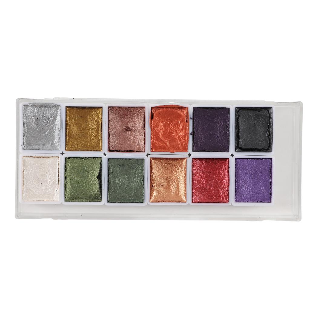 12Pcs Watercolor Paint Set Retro Metal Portable High Pigment Art Supplies for Student Adults Artists