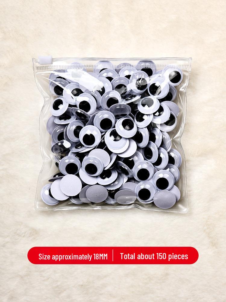 Handmade Self-Adhesive Googly Eyes with Eyelashes - Black, White & Colored Movable Plastic Eyes for DIY Projects