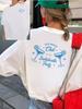 Women's T-shirt Casual "The Bride Club" Sleeve O-Neck with Blue Cocktail Glasses Harajuku Sleeve Aesthetic Women's Clothing