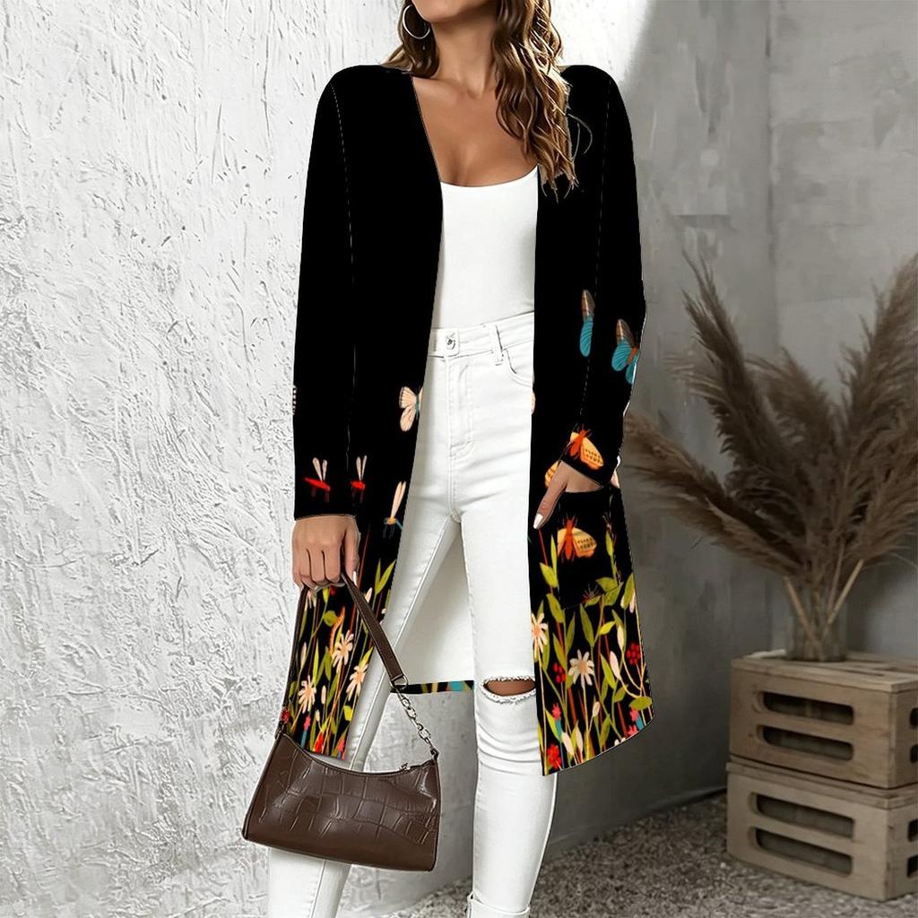 Plus Size Women Long Sleeve Open Front Loose Cardigan Comfortable Fashion Daily Outerwear
