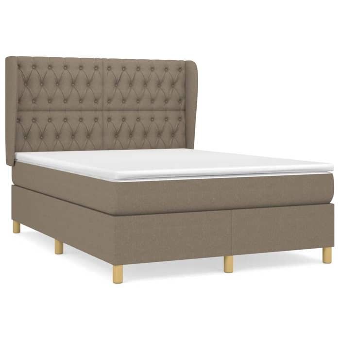 Maison Exclusive - Sommier à lattes de lit avec matelas Taupe 140x190 cm Tissu