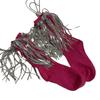 Womens Harajuku Sequins Tassels Decorative Trim Calf Sock 90s Solid Rib Middle Tube Sock Nightclub Party Stockings