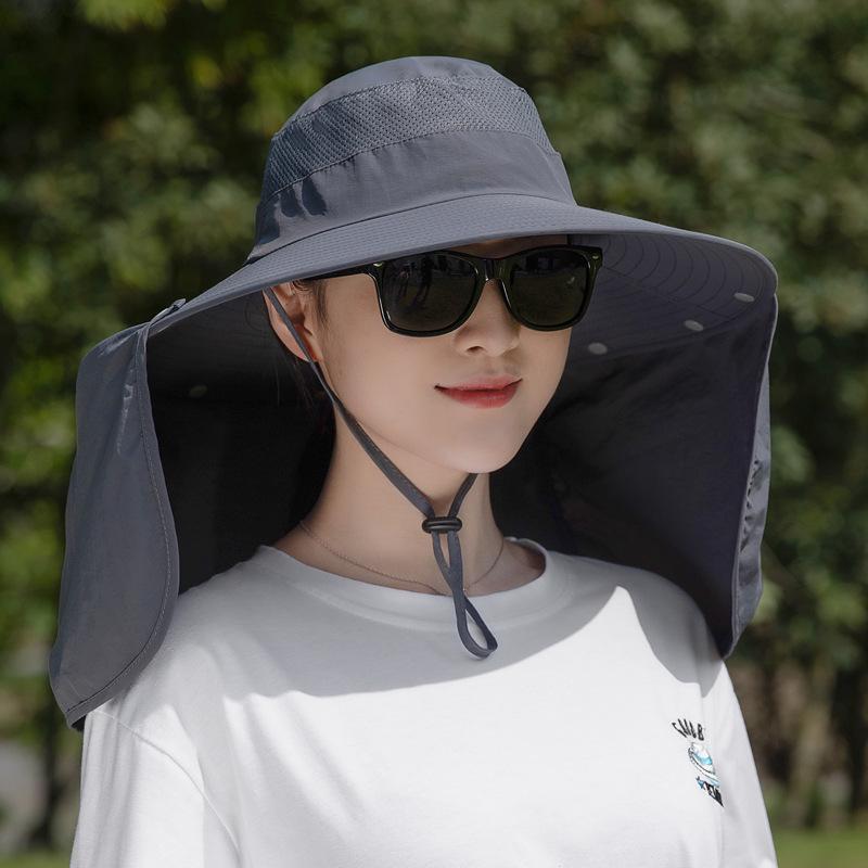 Men's and Women's Summer Big Brim Sun Hat Outdoor UV Protection Neck Sun Hat Seaside Face Hat