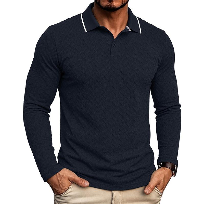Men S Long Sleeve Vintage Plus Size Polo Shirt Jacquard Casual Top