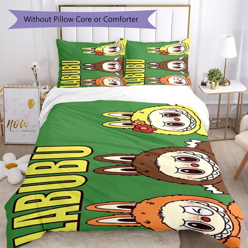 Set Biancheria da Letto Labubu 3 Pezzi Copripiumino Chiusura Include 1 Copripiumino e 2 Federe, Morbido e Confortevole per Tutte le Stagioni.