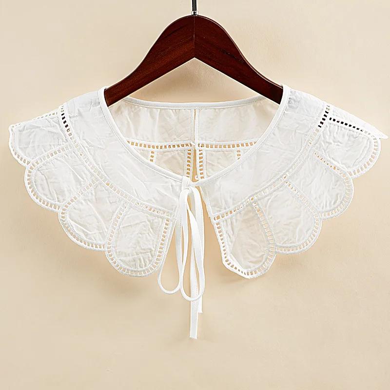 Perfect Match Cotton Fake Collar For Women Flower Embroidery Hollow Lace Detachable Collars Lapel Half Shirt False Collar Female Clothes Decor