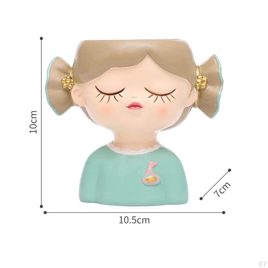 Decorative Flower Pot Featuring Resin Girl Figurine, Suitable for Office