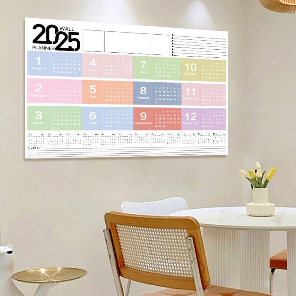 Decorative 2025 Calendar Planner Sheet Plastic Planning Wall Calendar  For School Office