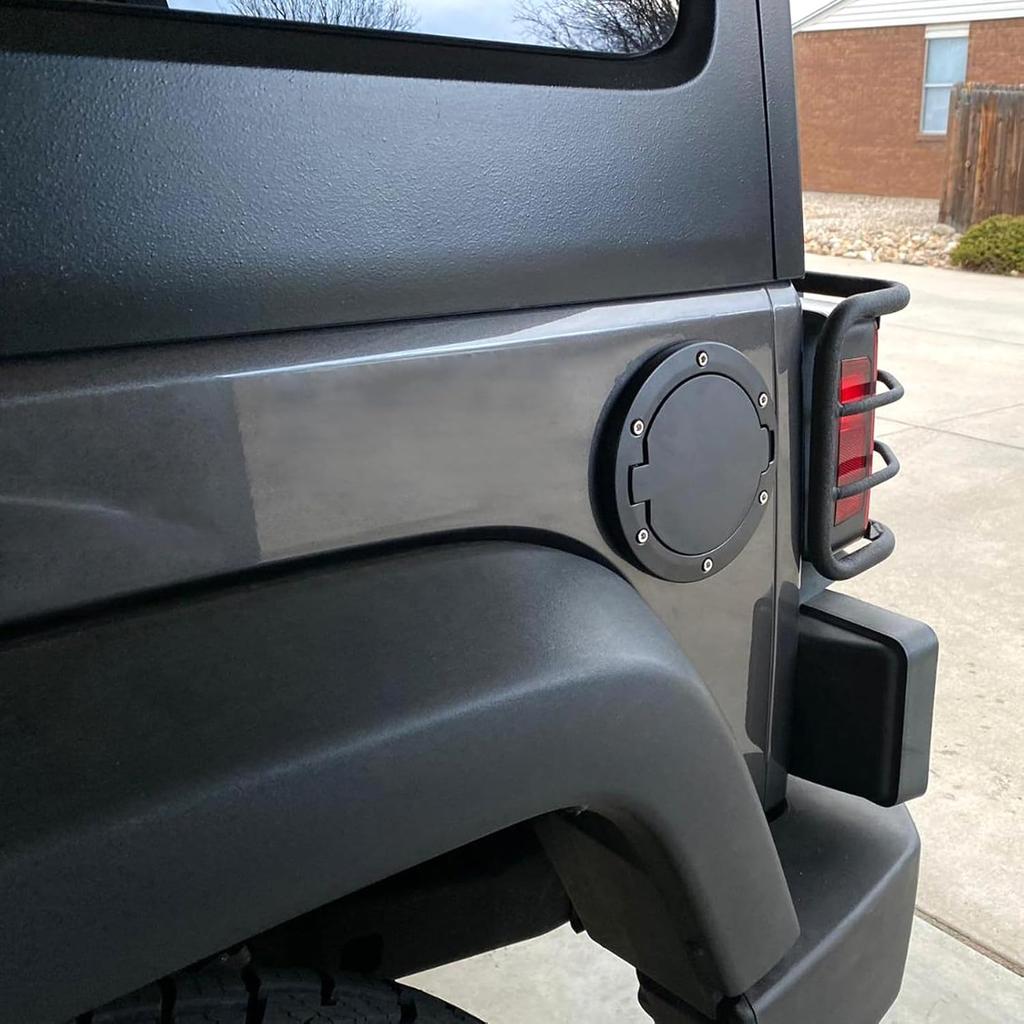 Black Gas Cap Cover Fuel Filler Door Cover Compatible with 2007-2017 Wrangler JK JKU 2/4-DOOR(NOT FOR 2018+ JL MODELS)