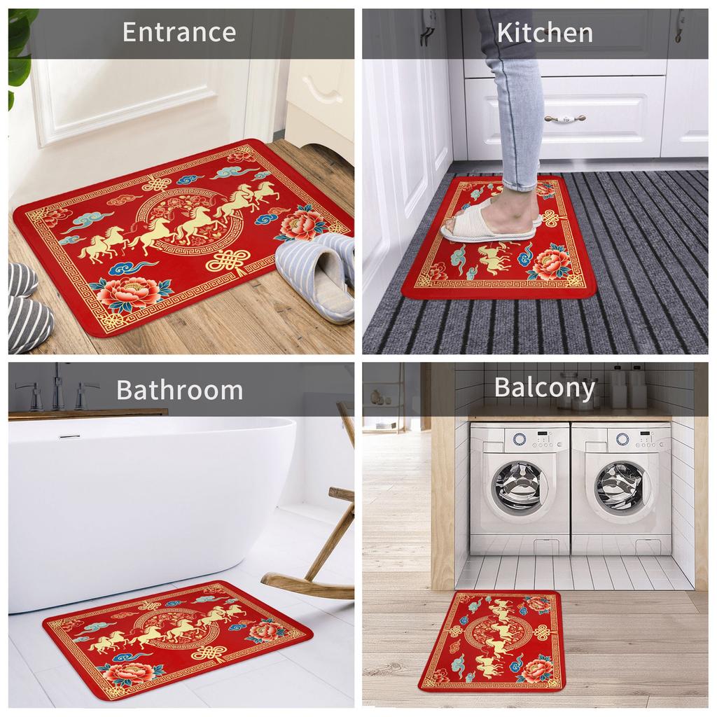 2026 New Year Welcome Spring Festival Gifts Floor Door Bath Mats Anti-Slip Outdoor Doormat Bedroom Balcony Entrance Carpet Rug
