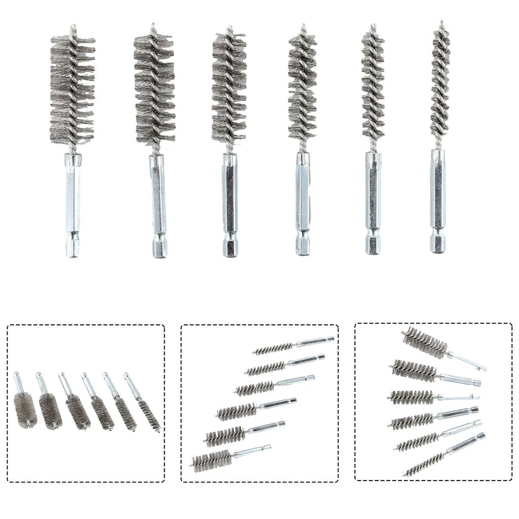 Drilling Brushes Cleaning Brush Tools Workshop Equipment 17mm 6 Pieces 8mm Cleaning Brushes Electric Drill Stainless Steel 10mm