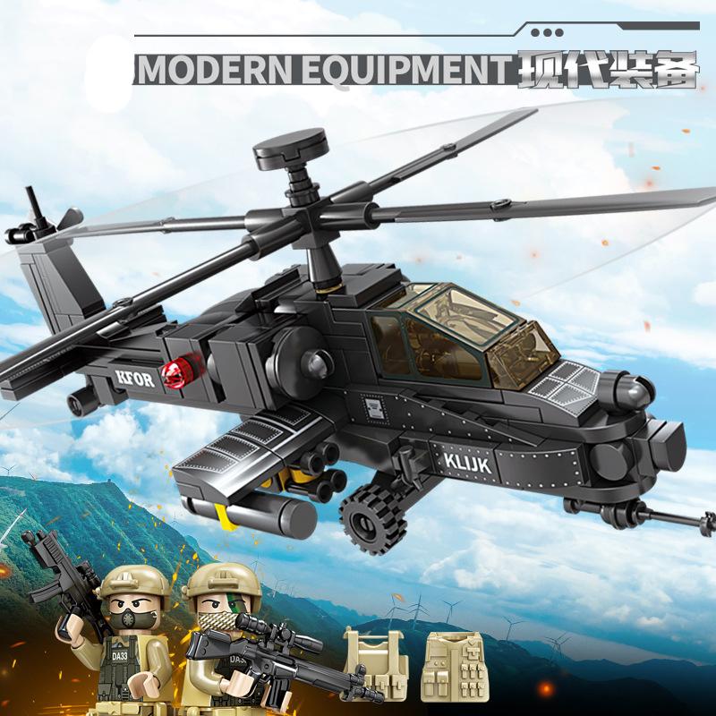 Set Elicotteri AH-64 Gunship Mi-28 Havoc Eurocopter Tiger Blocchi da Costruzione Guerra Esercito Aereo da Combattimento Hind Trasporto Città Militare