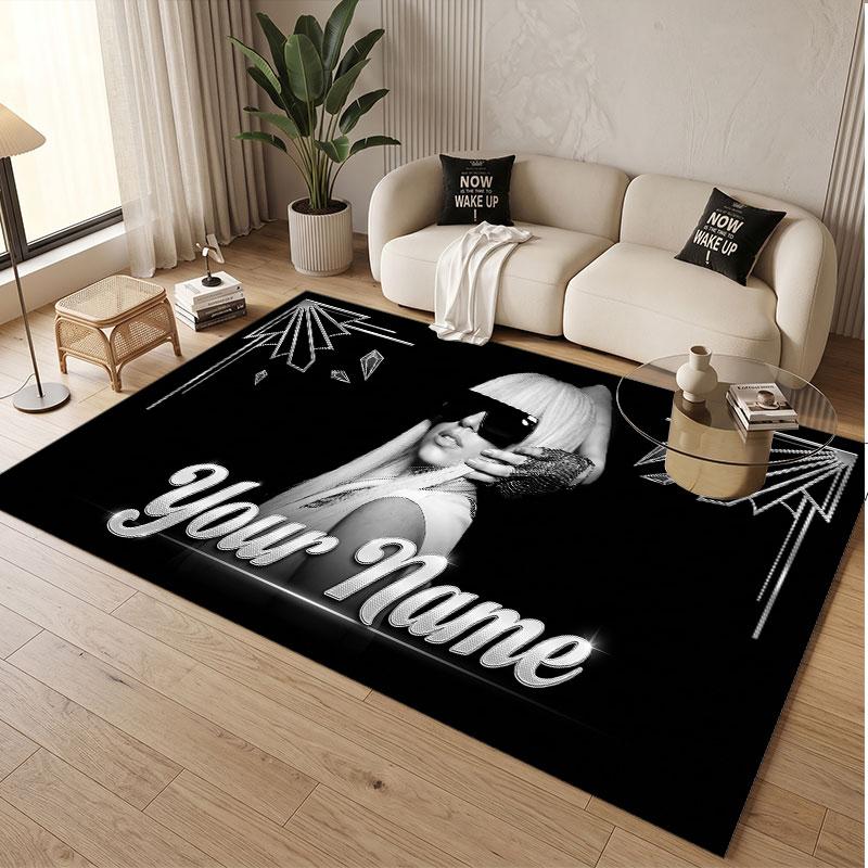 Custom Name Crystal Velvet Rug,Lady Gaga Comfortable Anti Slip Floor Mat For Room Decoration
