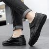 Fashion Men Casual Outdoor Shoes Genuine Leather Non-Slip Driving Shoes Handmade Breathable Soft Bottom Men Loafers Plus Size 38-47