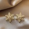 Christmas Snowflake Zircon Crystal Pearl Earrings Stud For Women Dangle Hook Fashion Xmas Party Jewelry Gift