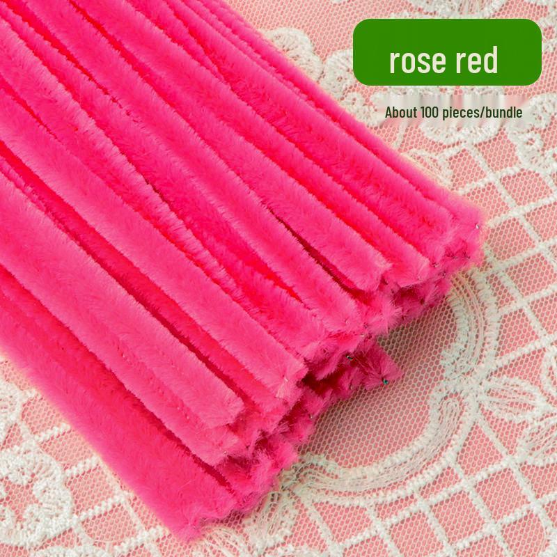 Thickened White Chenille Pipe Cleaners - Mixed Colors for DIY Bouquet Crafts