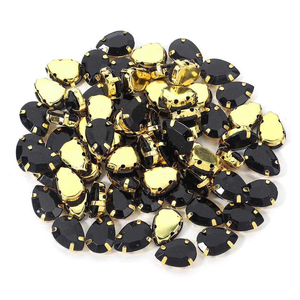 50 Stück/Los Bunte Tropfenform Acryl Aufnäher Strasssteine Mit Goldener Kralle Basis Tropfenform Perlen Für Kleidung Schmuck Dekoration