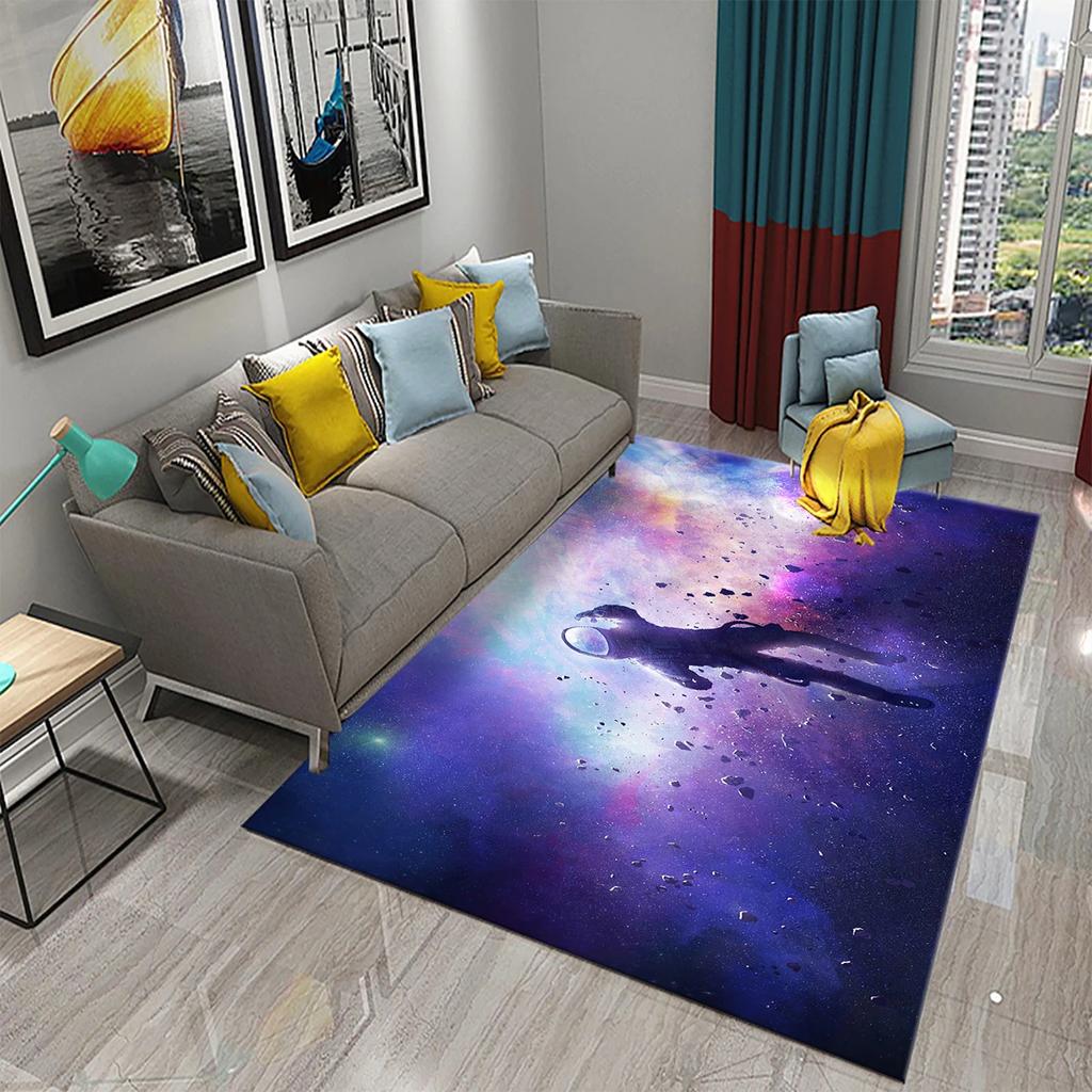 Astronaut Carpet Galaxy Universe Outer Space Moon Floor Mat Non Slip Rugs Door Mat Carpet for Living Room Bedroom Home Decor