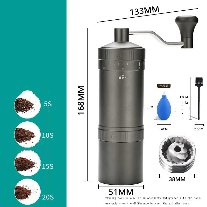 

Ручная мельница для кофейных зерен 1 шт. медный сердечник пятизвездочная кофемолка для наружной бытовой портативной ручной кофемолки серый