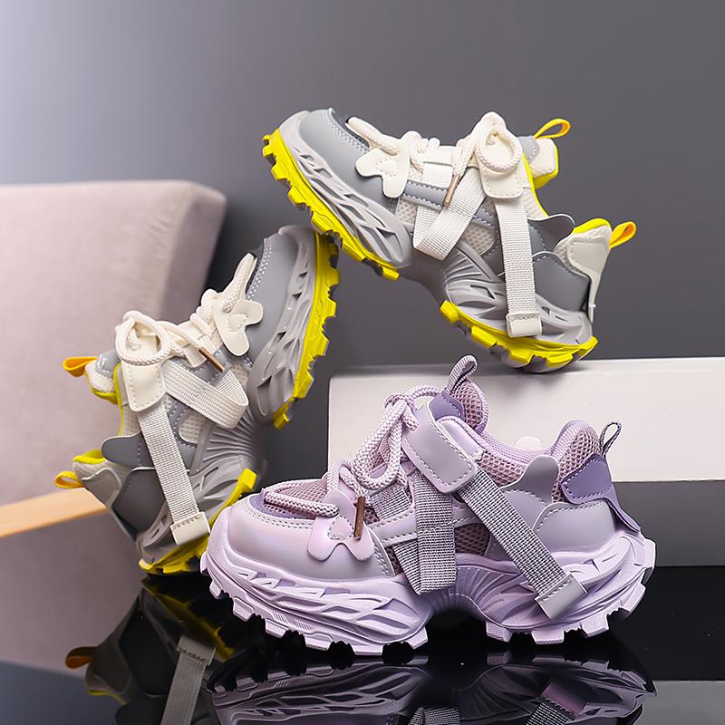 Kids Hiking Tennis Running Thick Sole Shoes Toddler Lightweight Breathable Casual Trainers Children's Boys Girls Chunky Sneakers