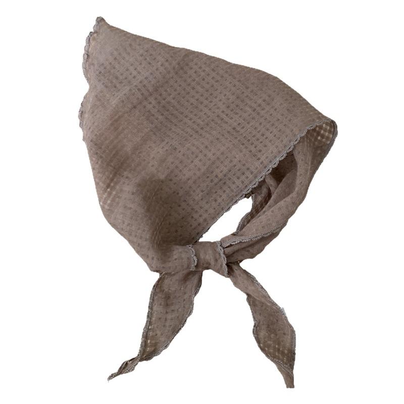 Triangle scarf scarf women's small scarf new silk scarf high-end versatile plaid headscarf hollow headband tied hair