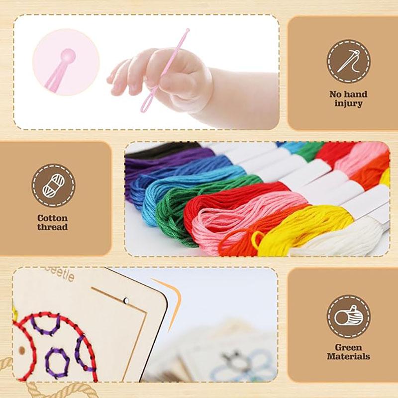 Wooden Lacing Toys Montessori Sensory Toys Sewing Cards Lacing Playing Game for Kid Preschool Learning Activity Fine Motor Skill