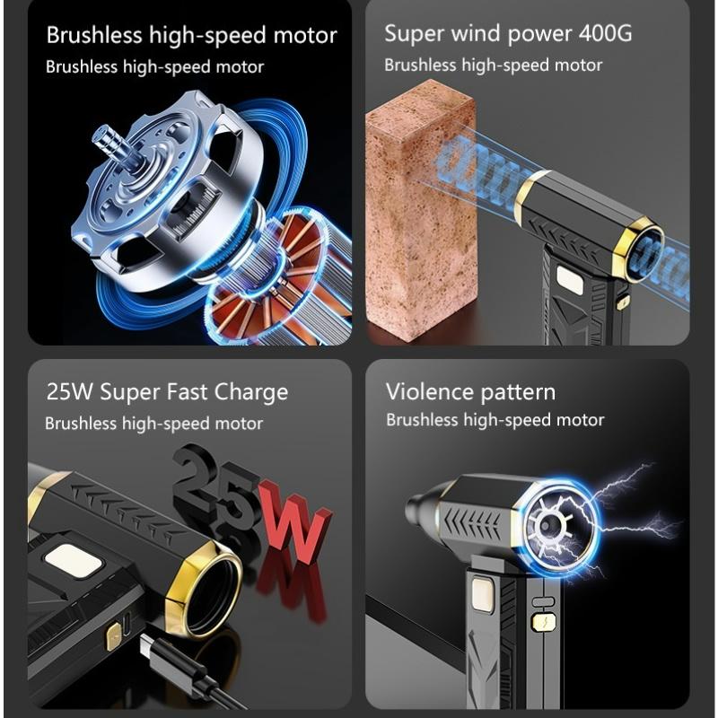 Portable Air Blower Mini Turbo Jet Fan 250000RPM Wind Speed Handheld Duct Fan High-Performance Cyclone Turbo Electric Blower