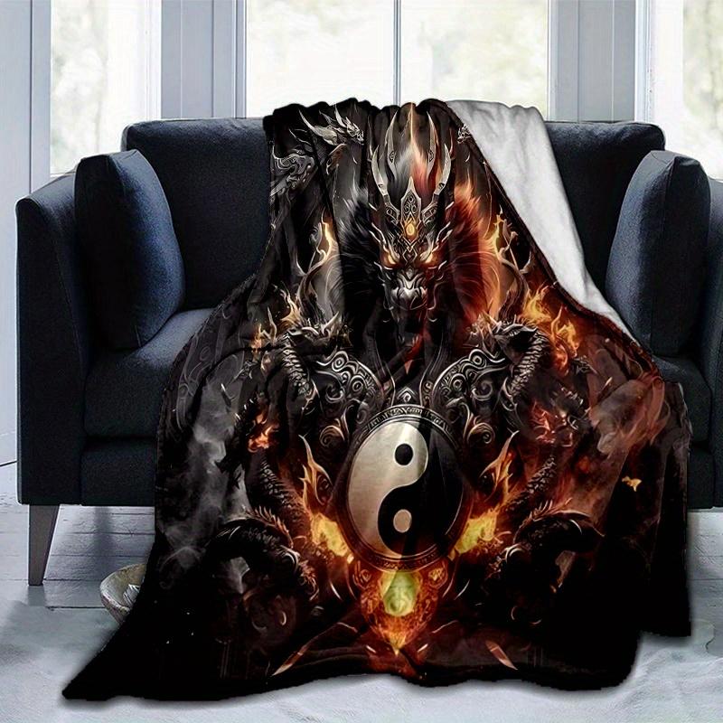 1pc Yin Yang Dragon Blanket  Soft Throw for Home Decor, Gift Idea, Suitable for All Seasons, Living Room, Travel, Camping, Car Blankets