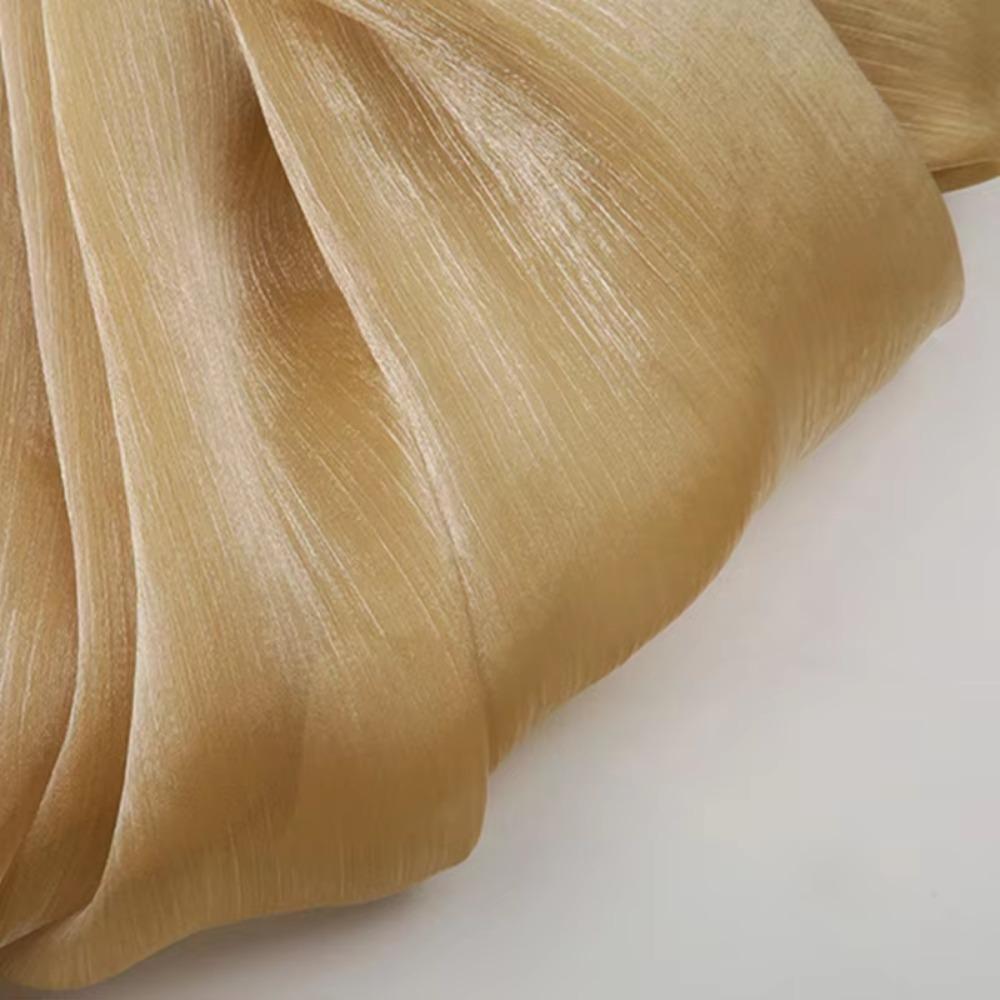 Romantic Style Water Ripple Organza Fabric 1m Bright Crepe Gauze Tulle DIY Wrinkled Fabric Wedding Decorative