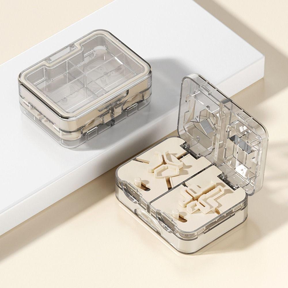 Moisture-proof Double-Layer Pill Box Sealed Pill Organizer Practical Pill Splitter  Office