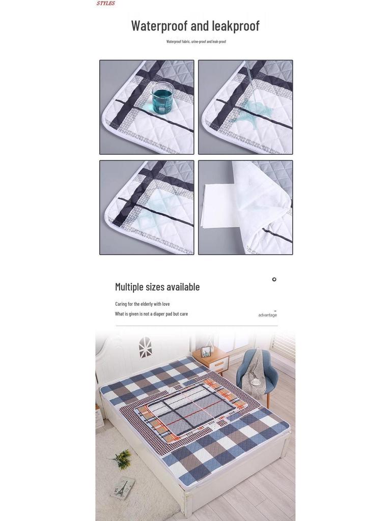 Zmywalna, wodoodporna, antypoślizgowa podkładka inkontynencyjna dla osób starszych i niemowląt