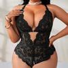 European and American Large-size Erotic Underwear Set, Mesh Suspender, Lace Transparent Onesie, Leg Ring Erotic Two-piece Set