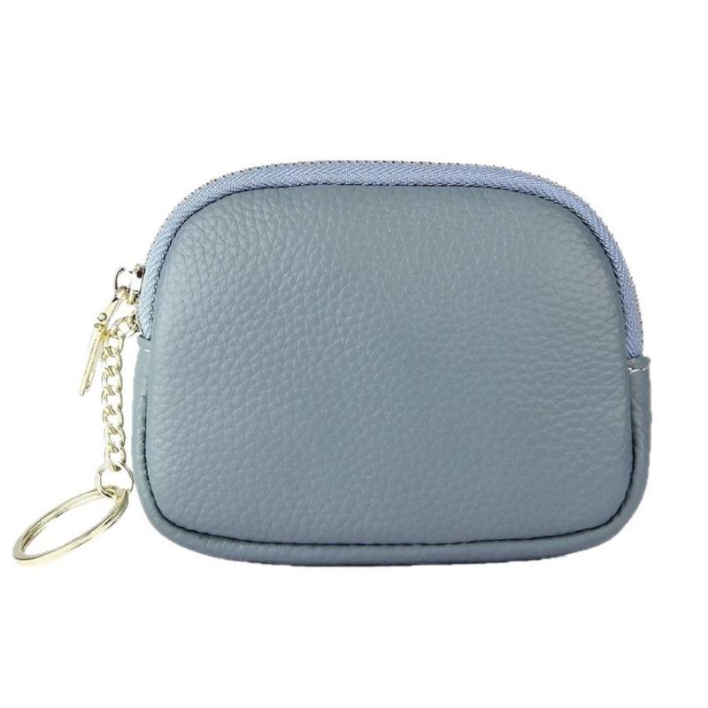 Brown Litchi Grain Pu Leather Coin Purse With Sturdy Zipper Key Ring For Daily Use Carry Cash Cards Lipstick Small Essentials