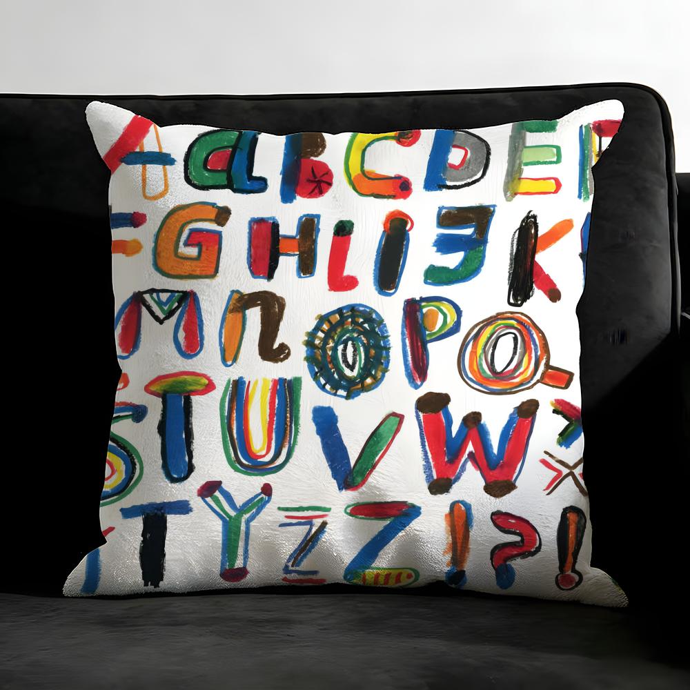 English Letters Fashion Cushion Cover Pillowcase Ultra Soft Skin Friendly Fabric Cloud Like Comfort & Concealed Zipper