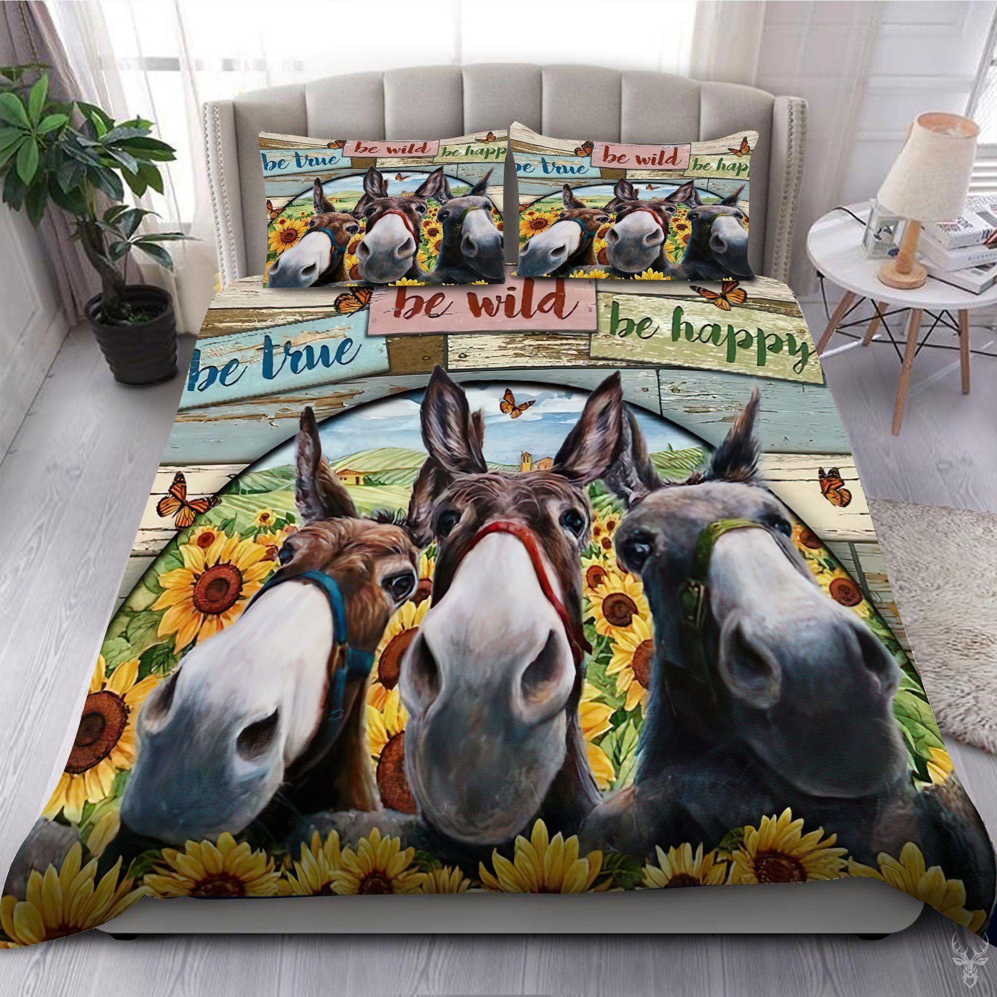 

Donkey Soft Duvet Cover King Quen Funy Carton Animal Printed Beding Set For Children Kids Tens Adult Peoples Lovely Farm Animals Soft Comfortable 135*200cm Eu-Single