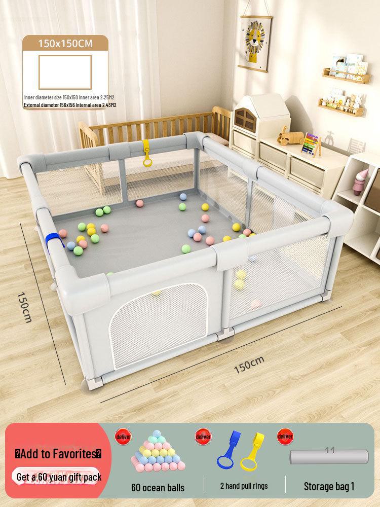 Baby Play Fence with Crawling Mat and Guardrail for Toddlers