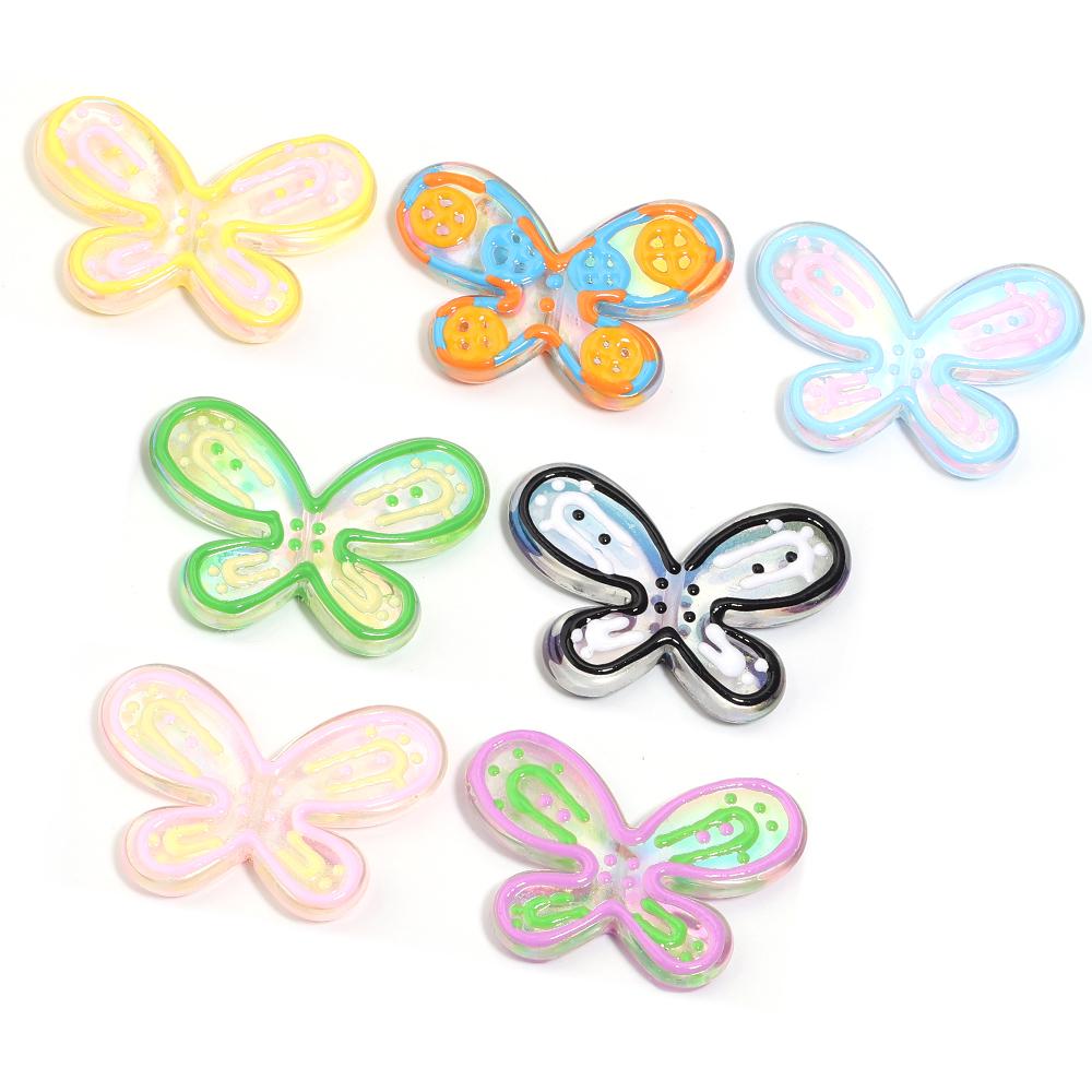 5pcs 46x32mm Butterfly Acrylic Beads Colorful Oil Dripping Loose Beads For Jewelry Making DIY Necklace Earrings Phone Key Chain