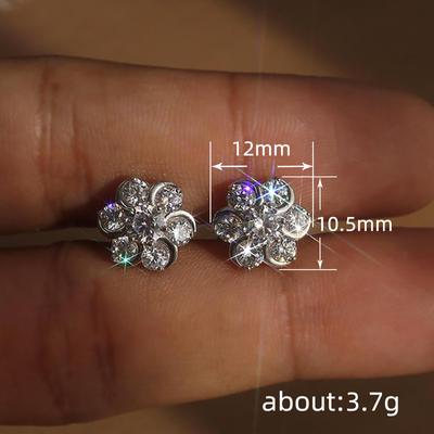 Orecchini a lobo fiore in argento con moissanite imitation fiocco di neve per donna Zircone