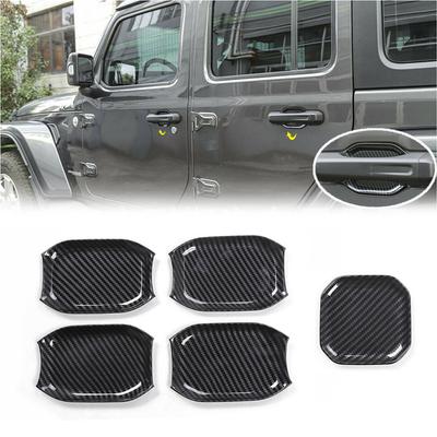 5pcs/Set Car Door Handle Bowl Decor Cover Sticker Exterior Cup Trim For Jeep Wrangler JL 4-Door 2018 -2025
