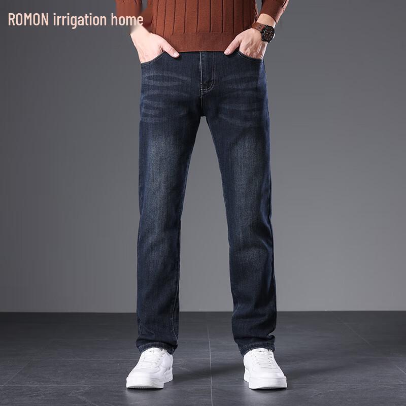 

Romon Men s Thickened Stretch Straight Casual Jeans 34