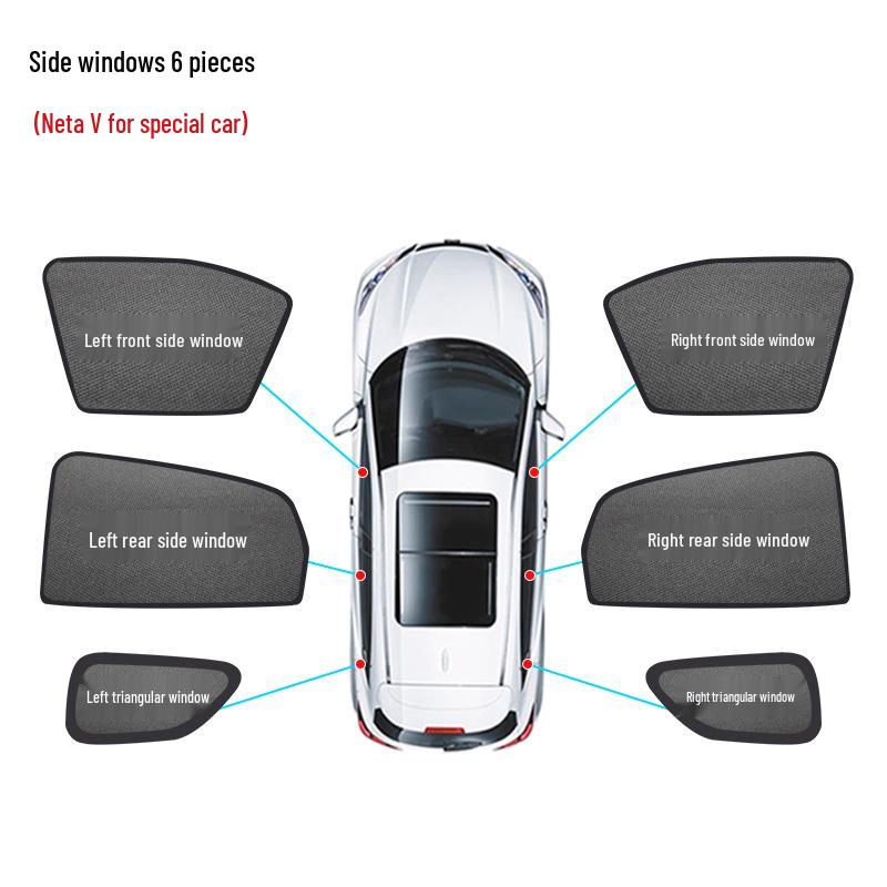Hozon Neta V Magnetic Sunshade: Mosquito-Proof, Heat-Insulating Car Window Mesh