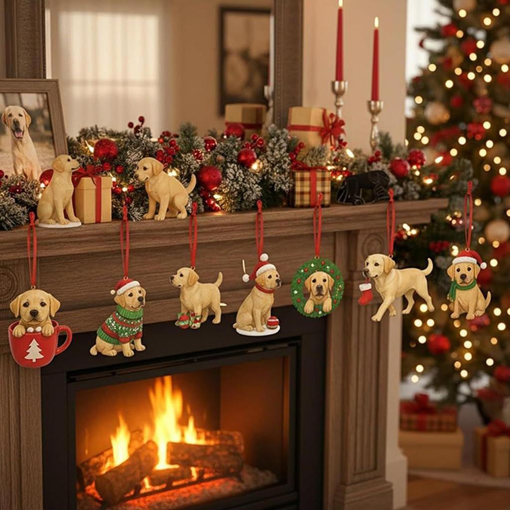 2025 Labrador Advent Calendar 24pcs 2D acrylic holiday cute dog ornaments Christmas tree 2D flat Dog pendants Christmas gift