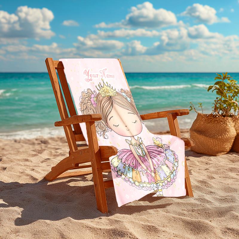 1PC Custom Name Princess Colorful Dress. Beach Towel Highly Absorbent And Sand-Resistant Towel for Swimming, Pool, Yoga, And Travel Lightweight