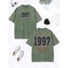 USA 1997 Kalifornské umělecké potisky dopisů Praná trička Dámská bavlněná nadměrná topy Opotřebovaná trička s kulatým výstřihem Oblečení