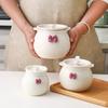Household Ceramic Seasoning Pot Container with Lid Spoon Ceramic Sugar Bowl Seasoning Box Salt Pot Tea Pot Kitchen Countertop