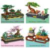 Mini-Garten-Bonsai-Baustein, Kirschblüten-Kiefer-Pavillon, 3D-Modell, Ziegelpflanze, Topf, Heimdekoration, Kinderspielzeug, Geschenk