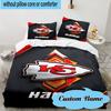 3PCS Custom Name Kansas City Chiefs Logo Bedding Set, Including 1pc Duvet Cover And 2pcs Pillowcases, Suitable for Dorms and Bedrooms Gift